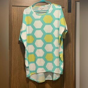 LuLaRoe lRMA - Teal/White/Yellow - S